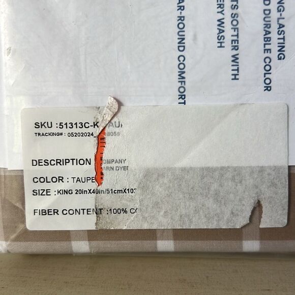 The Company Store
Windowpane Yard-Dyed Taupe Percale King Pillowcase (Set of 2) - Picture 5 of 5